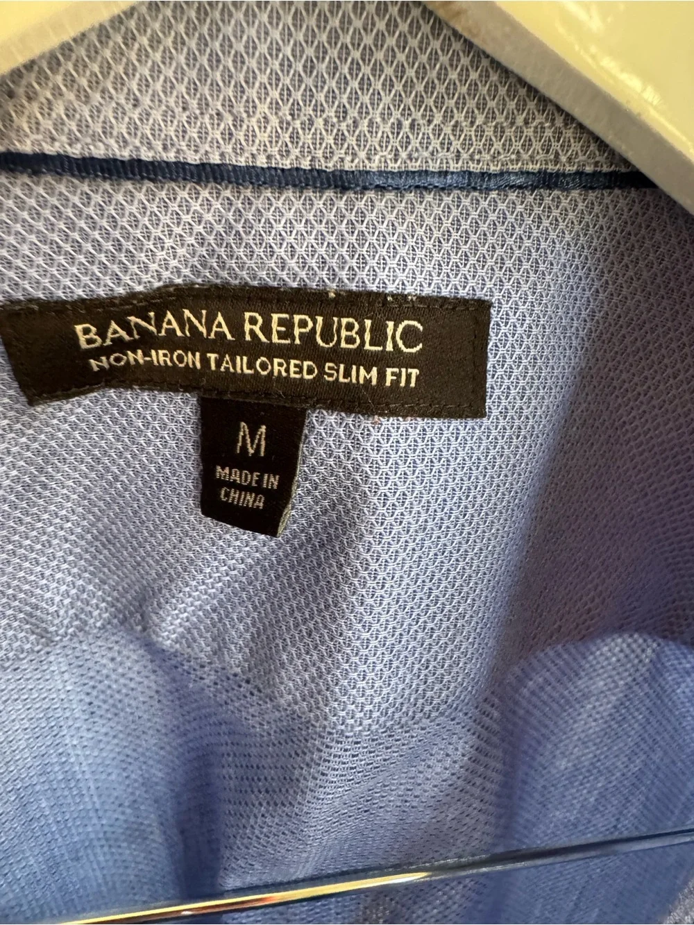 Banana Republic Men Short-Sleeve Dress Shirt Light Blue Non Iron Tailored Slim M